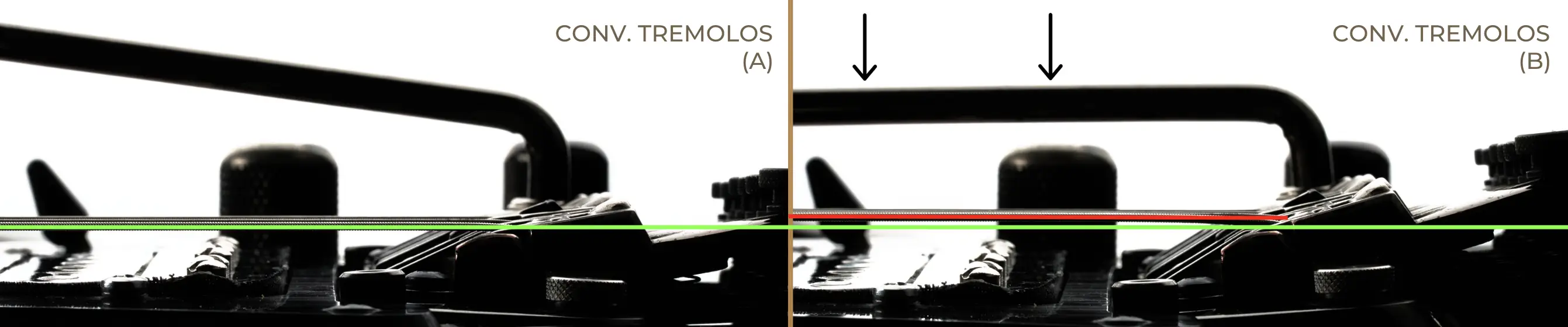 Conventional tremolo string height