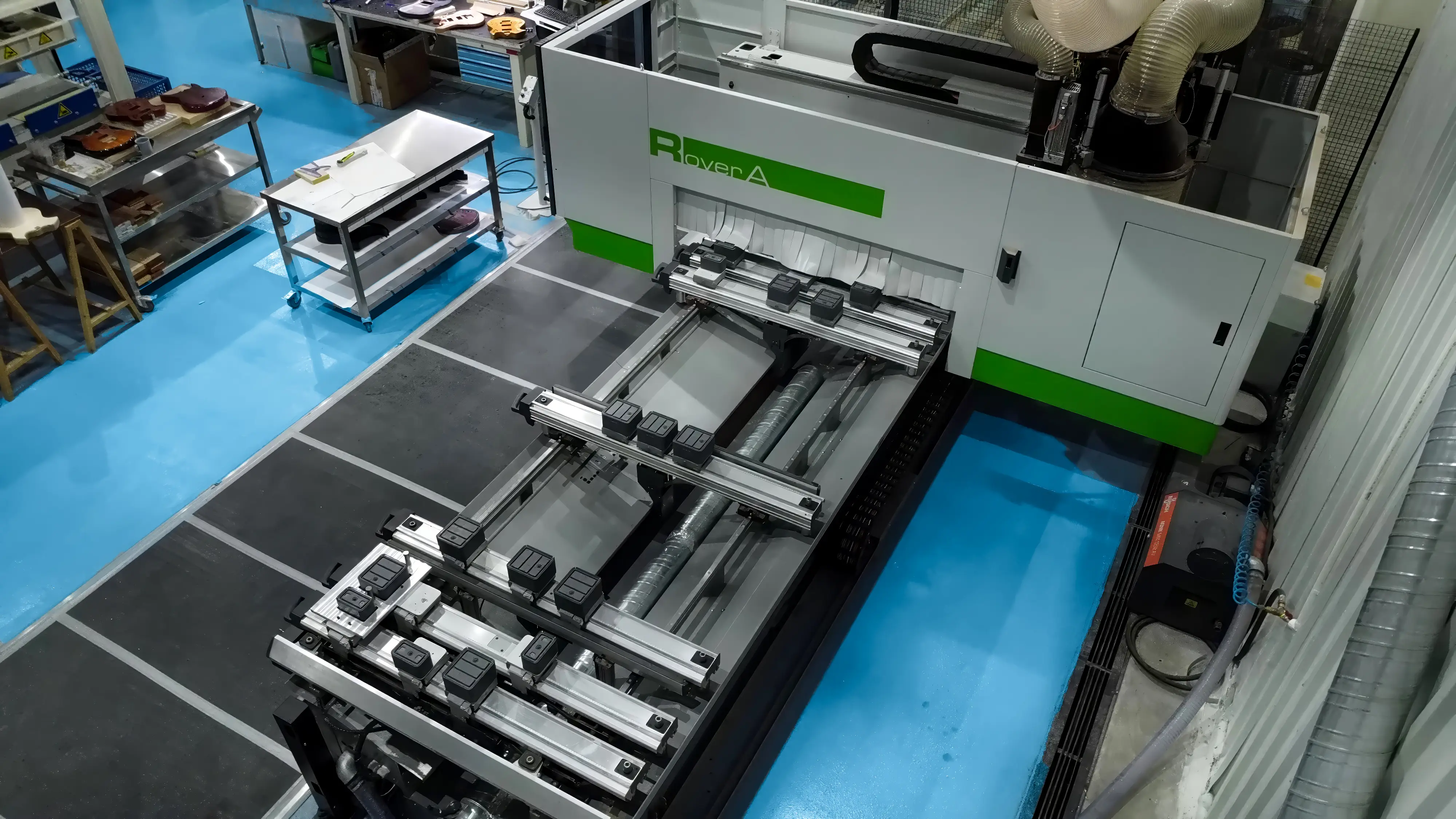 CNC router with fixtures aerial