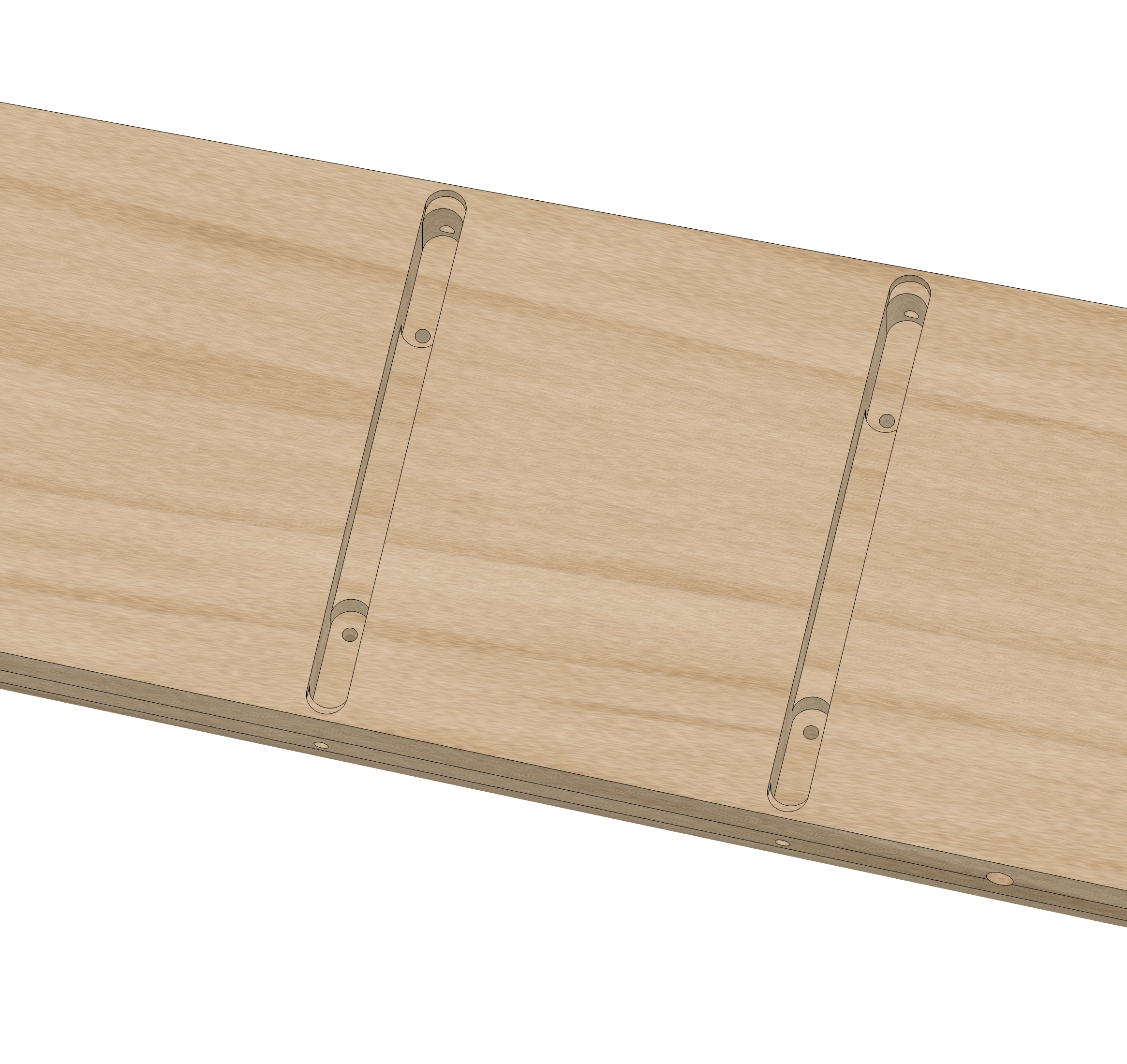Fret slot channels 3D rendering